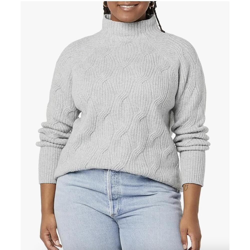 Cable Sweater Mock Neck